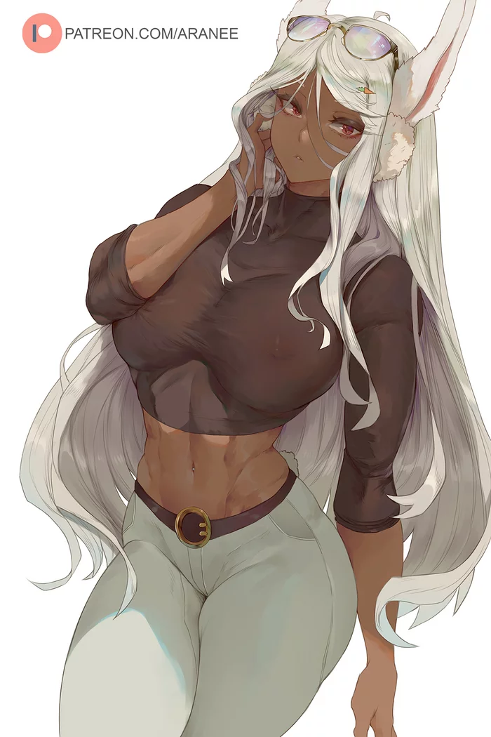 Miruko - NSFW, Аниме, Anime Art, Арт, Девушки, Miruko, Сиськи, Рисованная эротика, Animal Ears, Aranee