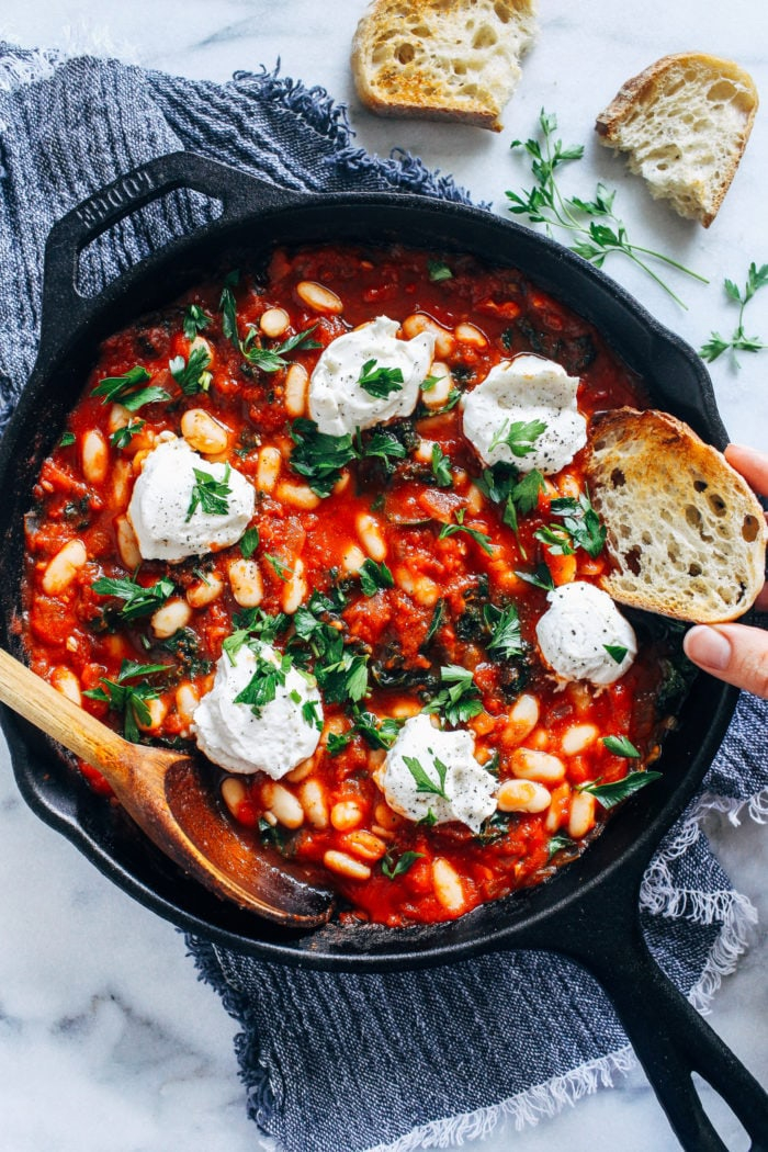 Shakshuka with white beans - Recipe, Cooking, Preparation, Vegetarianism, Vegan, Snack, Longpost