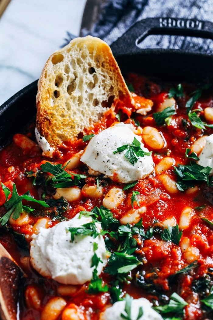 Shakshuka with white beans - Recipe, Cooking, Preparation, Vegetarianism, Vegan, Snack, Longpost