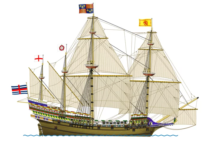 Galleon Elisabet Jonas - My, Digital drawing, Art, Sailboat, Ship