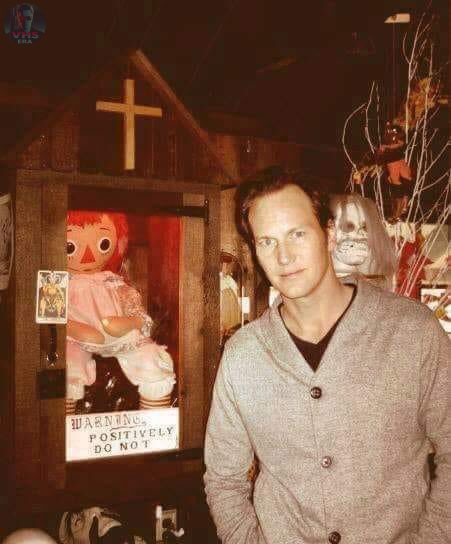 Patrick Wilson at the Warren Occult Museum with the real Annabelle!! - Movies, Horror, VHS, Patrick Wilson, The Curse of Annabelle, Museum