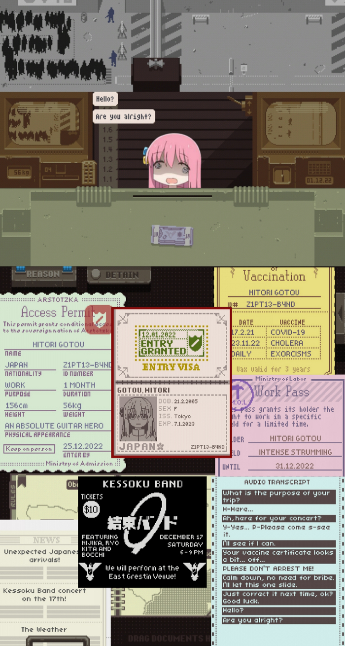 Papers please Anime Art, , Gotou Hitori, Bocchi the Rock!, Papers please, Game Art