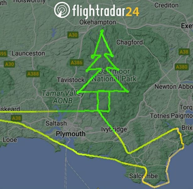 UK Rescue Helicopter Depicts Christmas Tree - Flightradar24, Great Britain, Helicopter, Rescuers, Text, Christmas trees