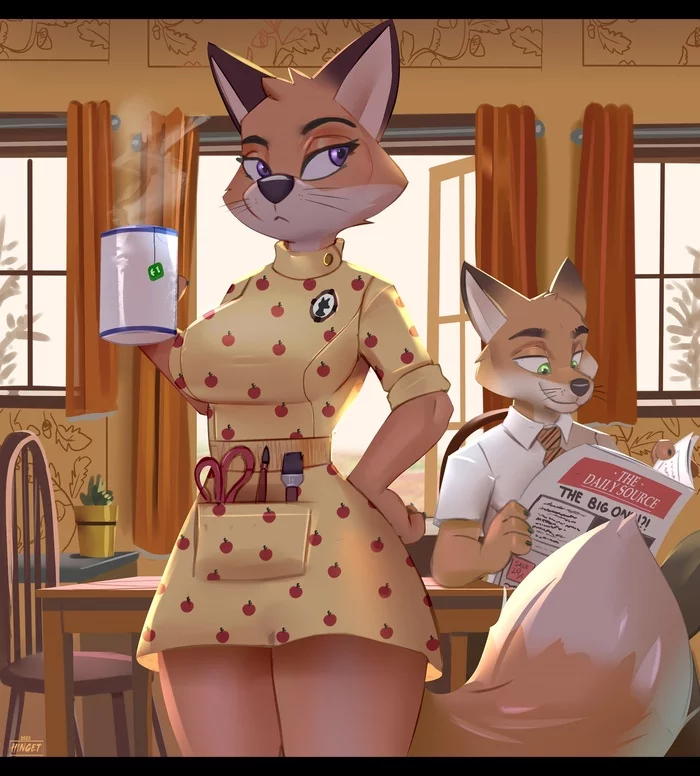 Mr. Fox & Mrs. Fox - Furry, Anthro, Art, Furry fox, Fantastic Mr Fox, Hinget