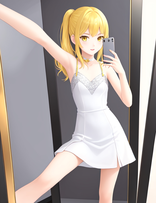 Selfie in the mirror - NSFW, Stable diffusion, Erotic, Neural network art, Original character, Anime art, Longpost, Anime