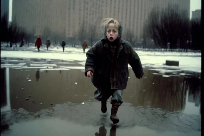 If Home Alone 2 was filmed in Russia in the 90s - Longpost, Midjourney, Нейронные сети, Movies, Home Alone 2