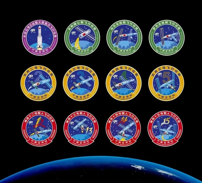 Emblems (patches) for the manned flight program to the Chinese space station Tiangong - Cosmonautics, Space station, China, Manned flights