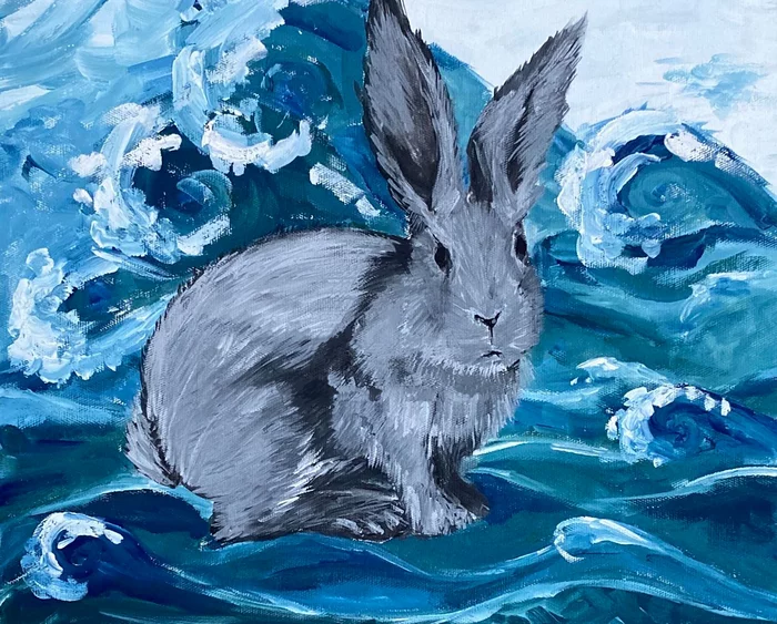 Black water rabbit - Rabbit, Year of the Rabbit, 2023, Drawing