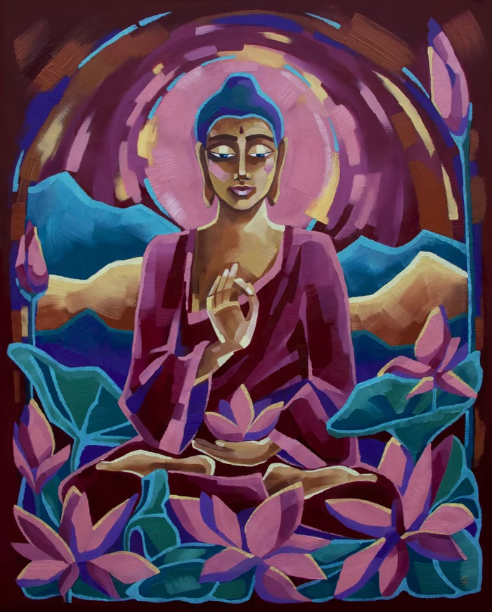 Buddha. Peace within you. Oil on canvas 80x100 cm - My, Art, Modern Art, Painting, Painting, Oil painting, Buddha, Buddhism, Buddhists, Meditation, Yoga, Self-development, Zen