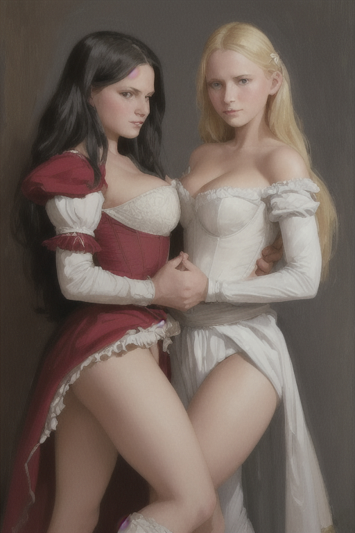 Portrait of two beautiful Latvian Belarusian-Finnish glamorous models in the role of village girls - NSFW, My, Girls, Art, Stable diffusion, Нейронные сети, Digital drawing, Neural network art, Midjourney, 2D, Computer graphics, Digital, Longpost