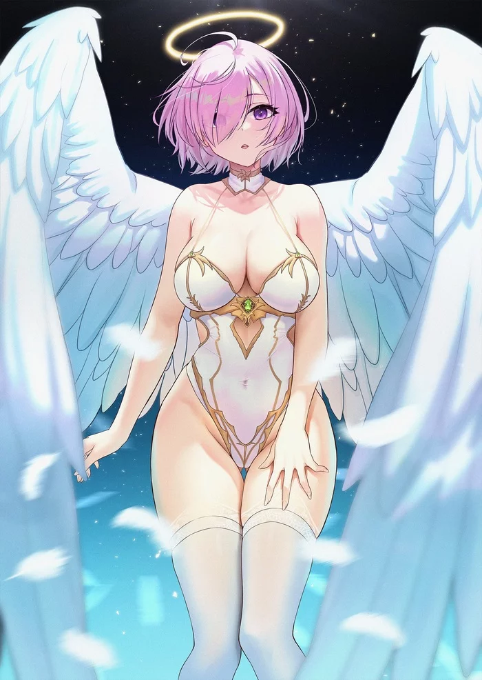 Angel Mash - Anime, Anime art, Art, Fate, Fate grand order, Mashu Kyrielight, Angel