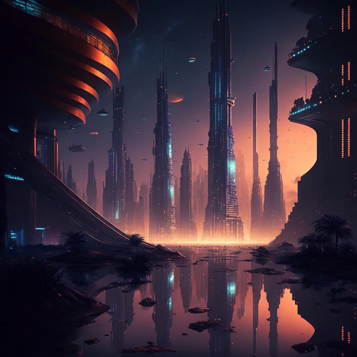 This is Ahrarabad, a city created by a neural network. Would you like to live in this? - Нейронные сети, Midjourney, Town, Digital drawing, Alternative, Country, Artificial Intelligence, Neural network art, Future, The future has come, Longpost