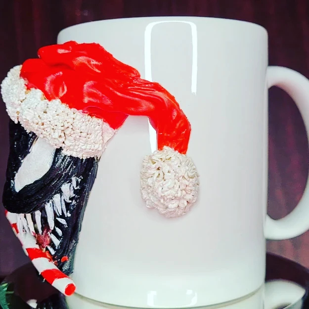 New Year's Venom from polymer clay - My, With your own hands, Decor, Лепка, Crafts, Creation, Souvenirs, Mug with decor, Venom, New Year, Christmas, Longpost, Needlework with process