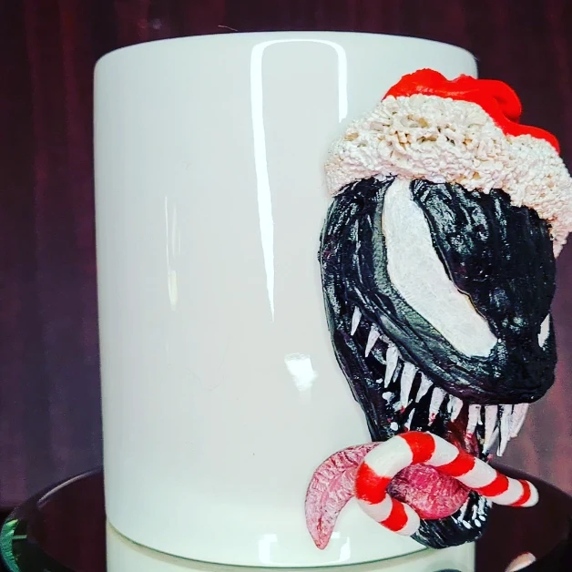 New Year's Venom from polymer clay - My, With your own hands, Decor, Лепка, Crafts, Creation, Souvenirs, Mug with decor, Venom, New Year, Christmas, Longpost, Needlework with process