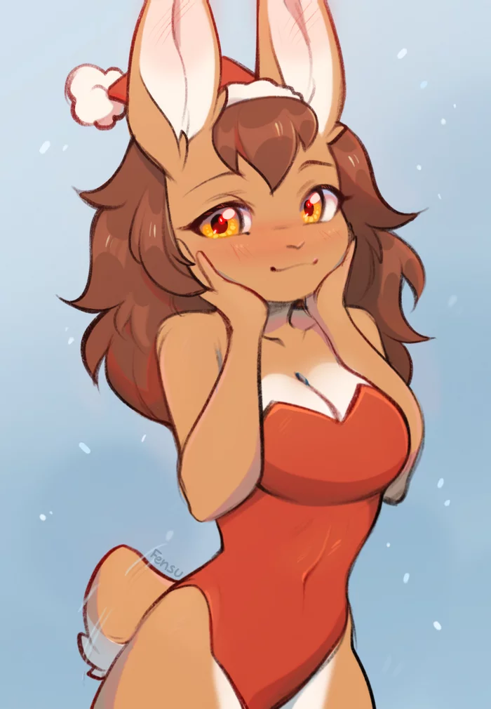 Christmas Jessie - Furry, Anthro, Art, Furry rabbit, Fensu-San