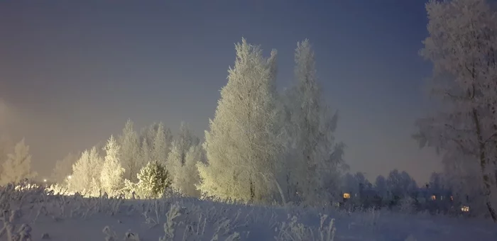 Winter evening - My, Winter, Mobile photography, Ust-Ilimsk, Evening, freezing