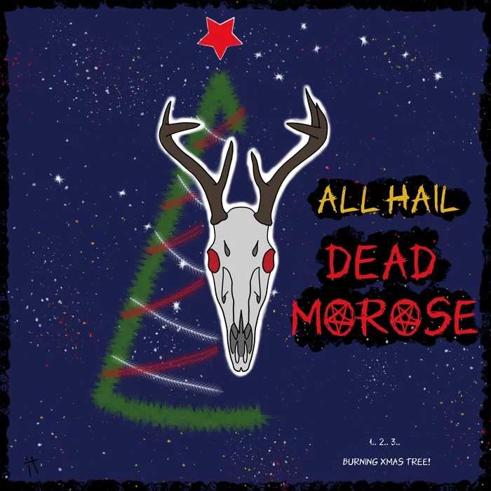 Holiday greetings! (on the throat) - My, New Year, Dead moroz, Art, Scull, Deer