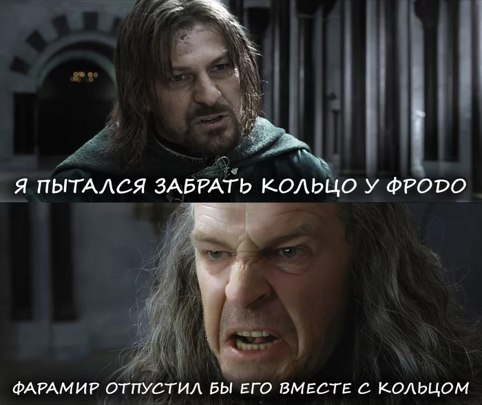 In a parallel universe - My, Picture with text, Humor, Middle earth, Faramir, Boromir, Denetor, Memes, Translated by myself