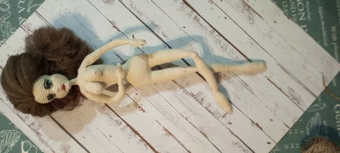 Doll girl a little finished - My, Knitting, Crochet, Knitted toys, Handmade, Process, Amigurumi, Doll, Longpost, Needlework without process