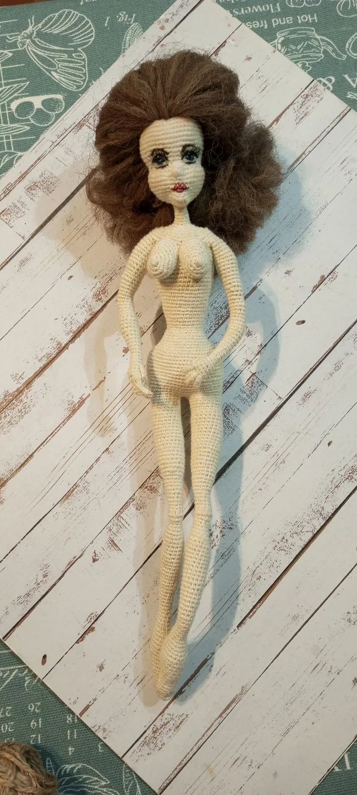 Doll girl a little finished - My, Knitting, Crochet, Knitted toys, Handmade, Process, Amigurumi, Doll, Longpost, Needlework without process