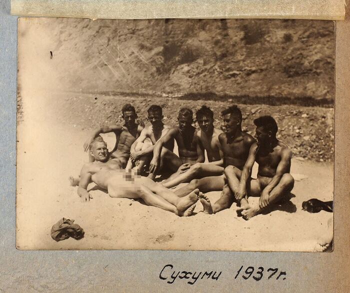 Dynamo Moscow football players on vacation in Abkhazia, 1937 - Football, Beach, Dynamo Moscow, Sukhum, Abkhazia, Old photo