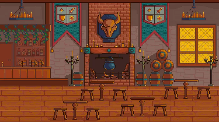 Medieval Cafe in Pixel-Art Style - My, Art, Pixel Art, Pixel, Computer graphics