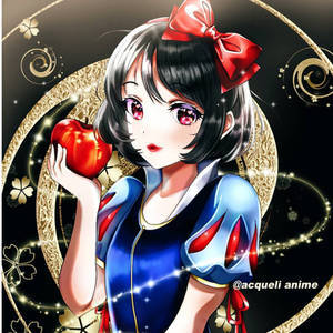 Snow White - Art, Anime, Snow White, Apples, beauty, Gorgeous, Bow, Anime art
