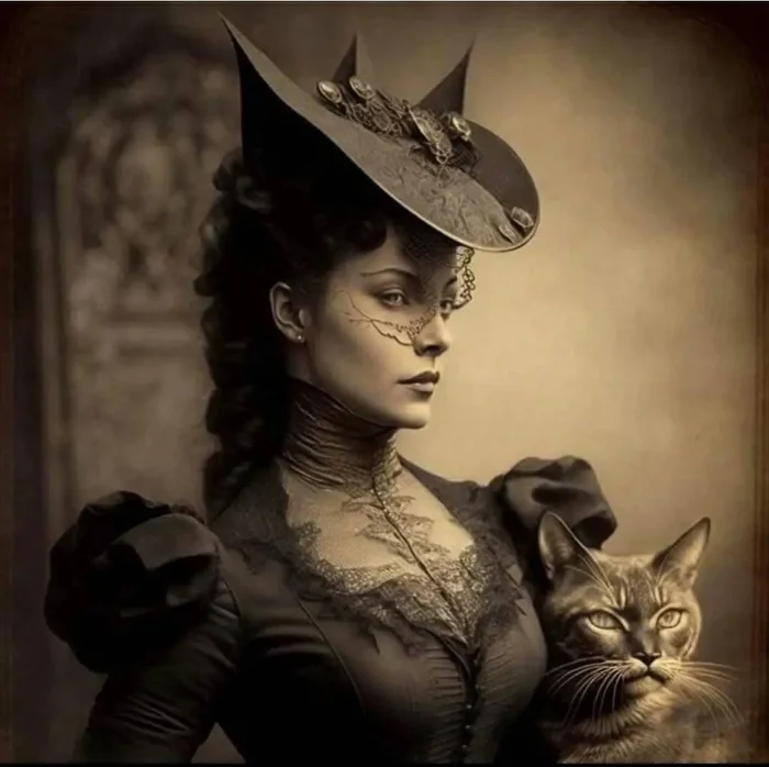 lady and cat - The photo, Girls, cat, Neural network art