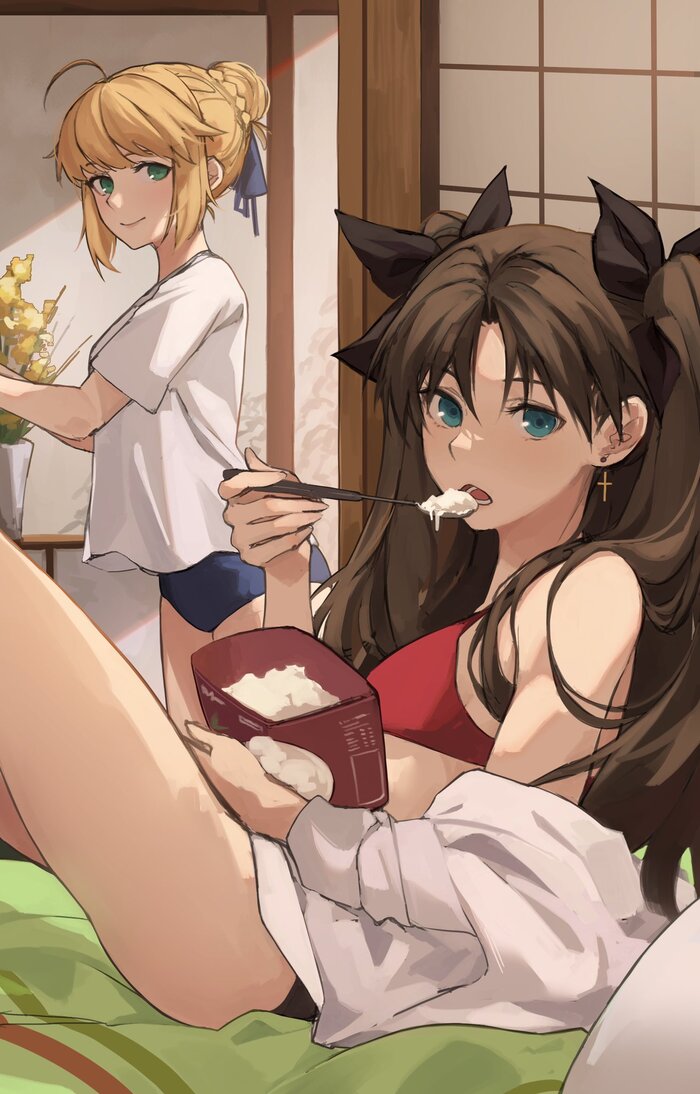    ! Anime Art, , Saber, Tohsaka Rin, Fate-stay Night, Fate