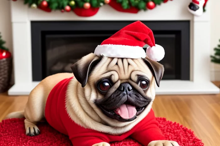 Christmas pugs from SD - My, Stable diffusion, Neural network art, Нейронные сети, Midjourney, Pug, Art, Digital, Digital drawing, Computer graphics, 2D, Longpost