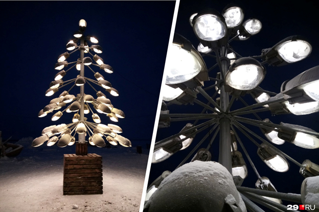 A Christmas tree made from decommissioned lanterns was installed in Arkhangelsk - Garbage, Ecology, New Year, Arkhangelsk, Longpost