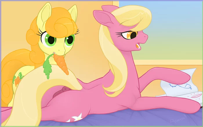 Срытая атака! - NSFW, My Little Pony, MLP Explicit, PonyArt, Arareroll, Carrot Top, Lily valley