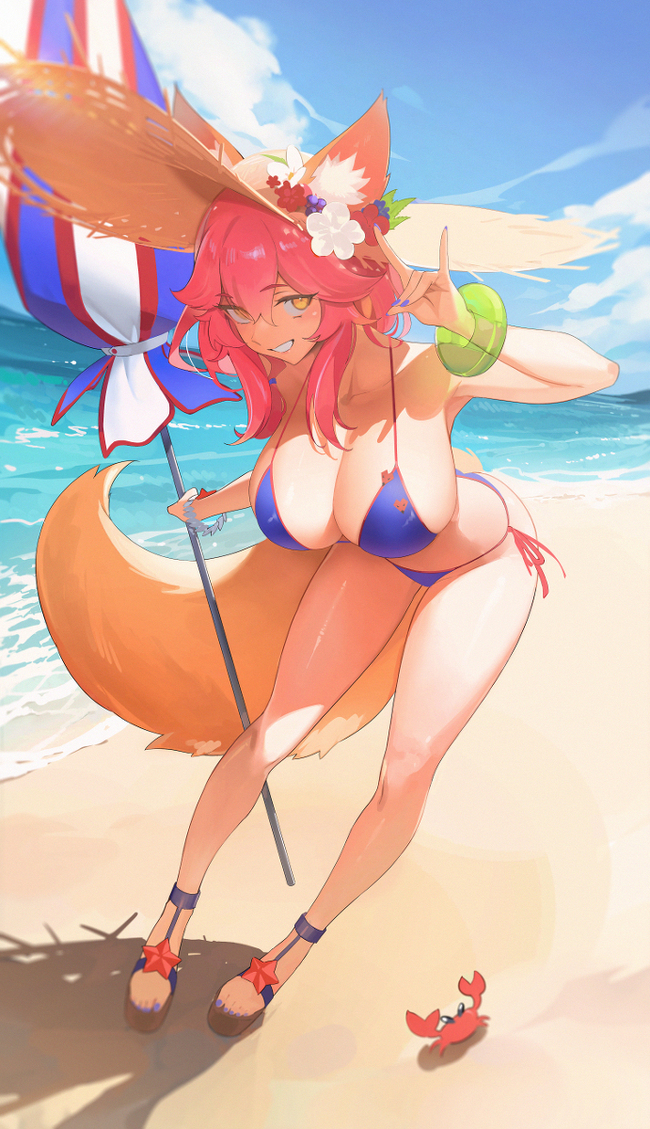 Tamamo - NSFW, Art, Anime, Anime art, Hand-drawn erotica, Games, Fate grand order, Tamamo no mae, Animal ears, Kitsune, Longpost