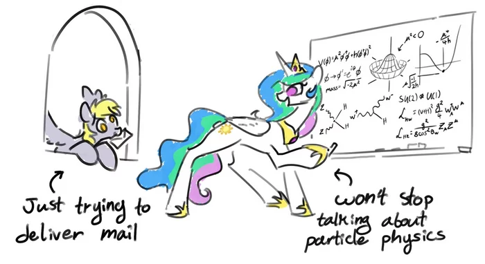 Can't stop talking about physics - My little pony, Princess celestia, Derpy hooves