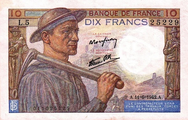 Miners on banknotes of France. Part I Germinal - My, Numismatics, France, Bonistics, New Caledonia, Mining, Miners, Mine, Mine, Stock, Token, Tokens, Collecting, Collection, Ore mining, Gold mining, Emile Zola, Longpost