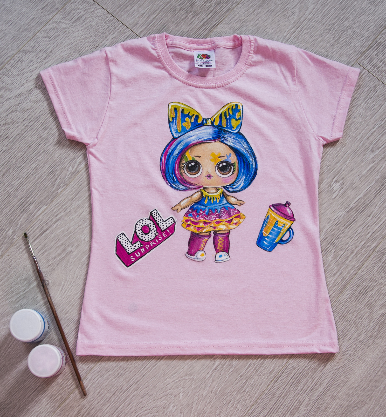 Hand-painted t-shirt for girl, LOL doll - My, T-shirt, Cloth, Painting on fabric, Painting, , Lol, Doll, Longpost