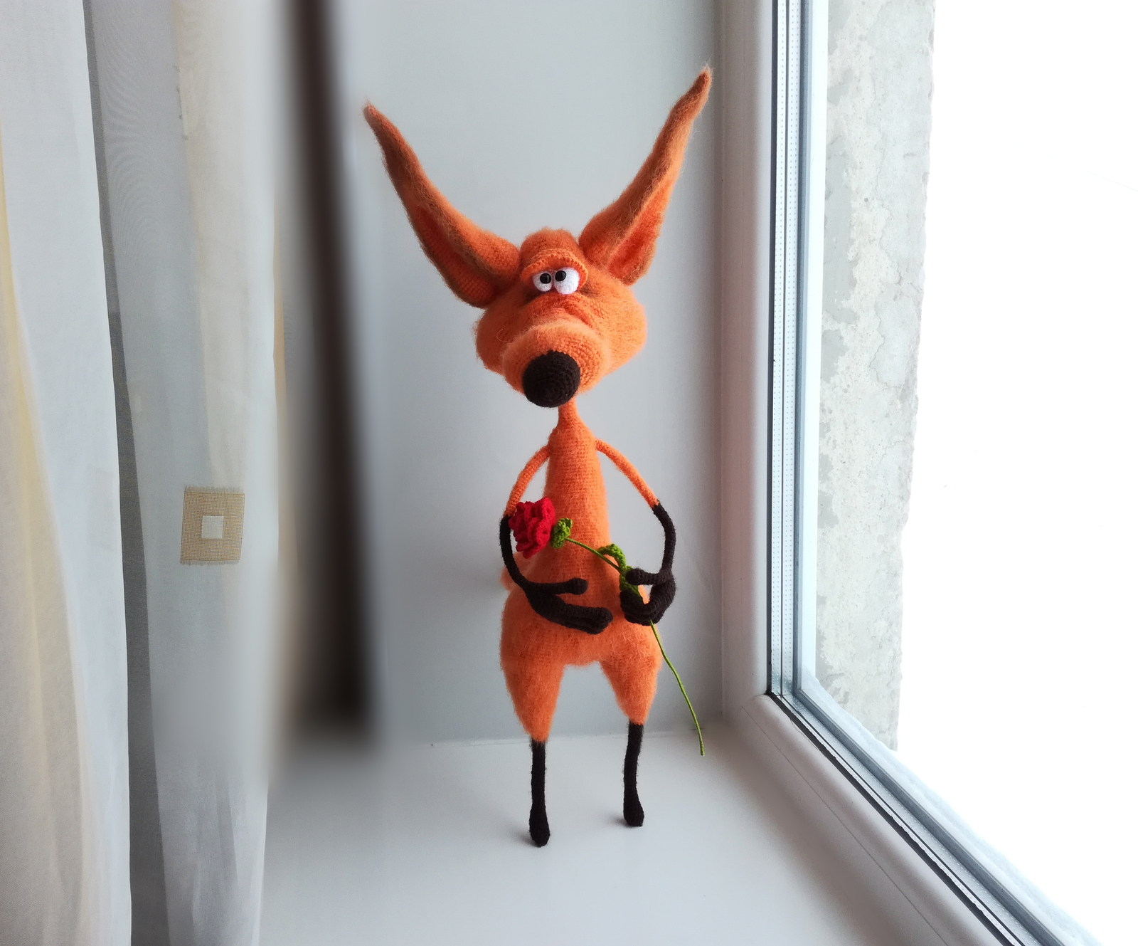 Fox Hans. - My, Knitting, Needlework without process, Amigurumi, Needlework, Crochet, Fox, Longpost