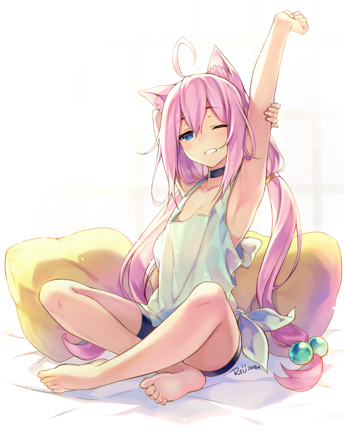 Morning - Anime Art, Аниме, Virtual YouTuber, Nekomiya Hinata, Animal Ears