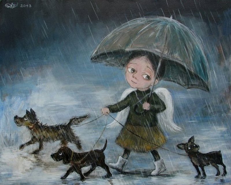 When childhood doesn't go away - Painting, Painting, Children, Animals, Longpost