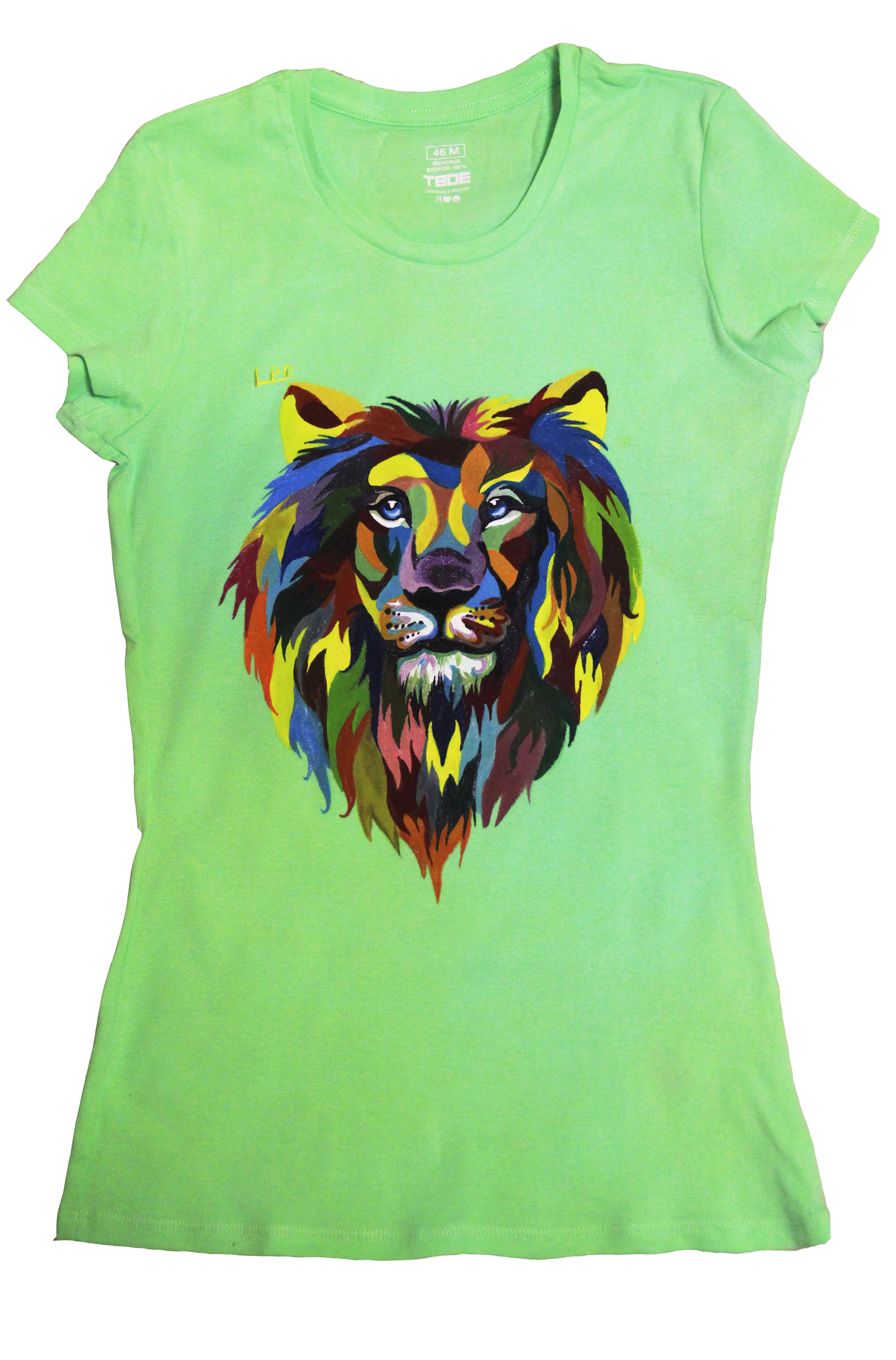 Lion T-shirt - My, a lion, Painting on fabric, Paints on fabric, Creation, Lion, Longpost