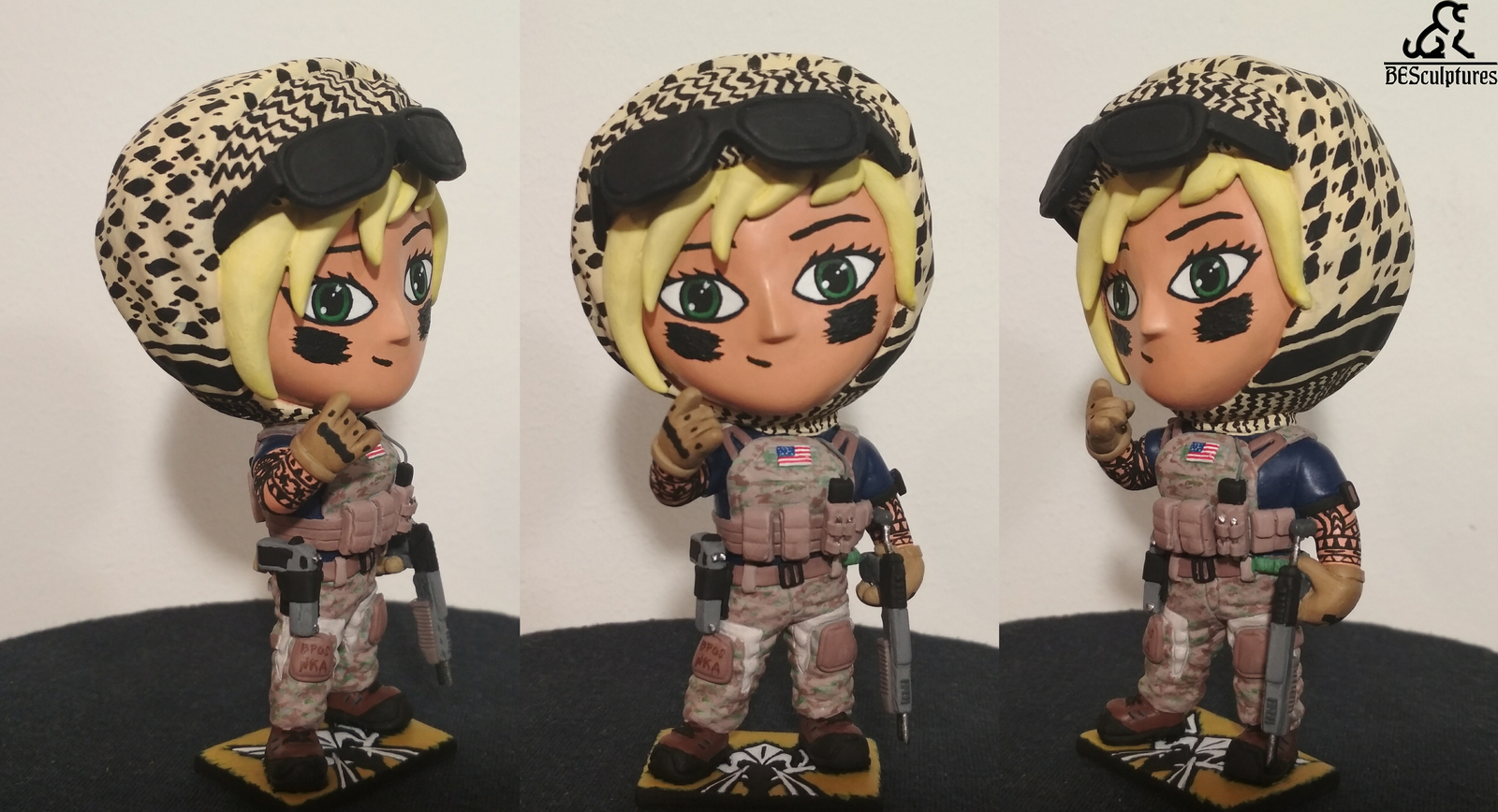 Chibi Valkyrie - My, Tom clancy's rainbow six siege, Polymer clay, Handmade, Figurine, Chibi, Figurines