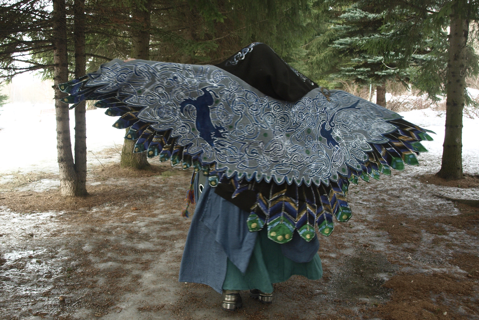 Shawl-wings Celtic fairy tale with a hood - My, Kai Yara, Boho, Wings, Shawl, Painting on fabric, Celtica, , Longpost