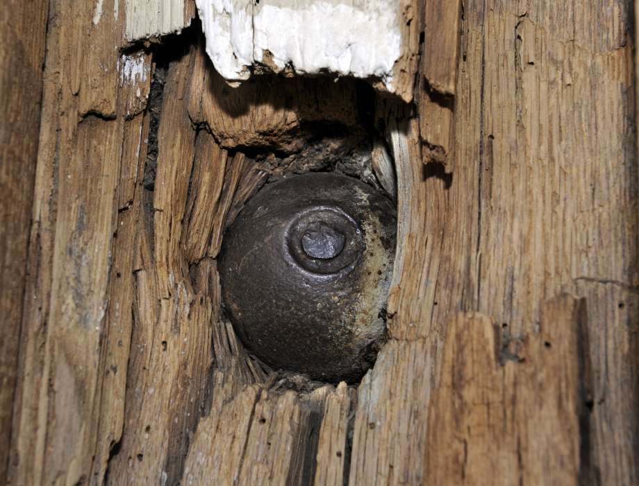 Cannonballs stuck in houses, fortresses, trees - The photo, Story, Cannonball, Longpost