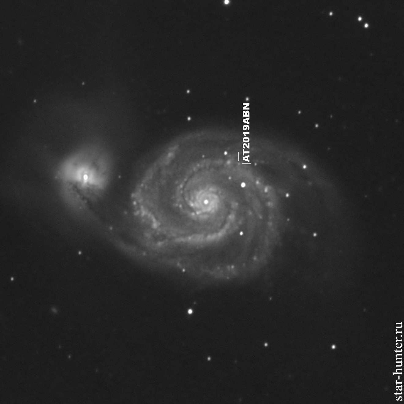 Galaxy M51 Whirlpool, March 25, 2019 - My, Astrophoto, Astronomy, Space, Galaxy, Starhunter, Anapadvor