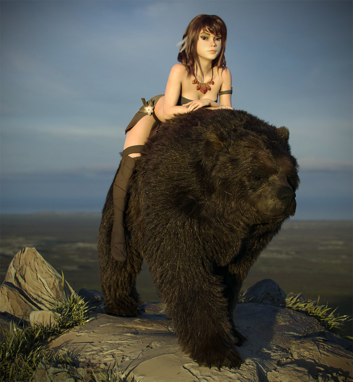 When the Bear is taken from the bushes in a bridle :) - Bear, Girls, 3D, Longpost, The Bears