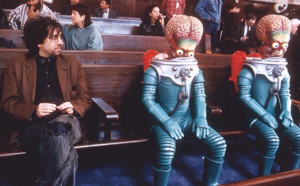 Photos from the filming and interesting facts for the film Mars Attacks 1996. - Mars attacks, Tim Burton, Celebrities, Photos from filming, 90th, VHS, Movies, Longpost