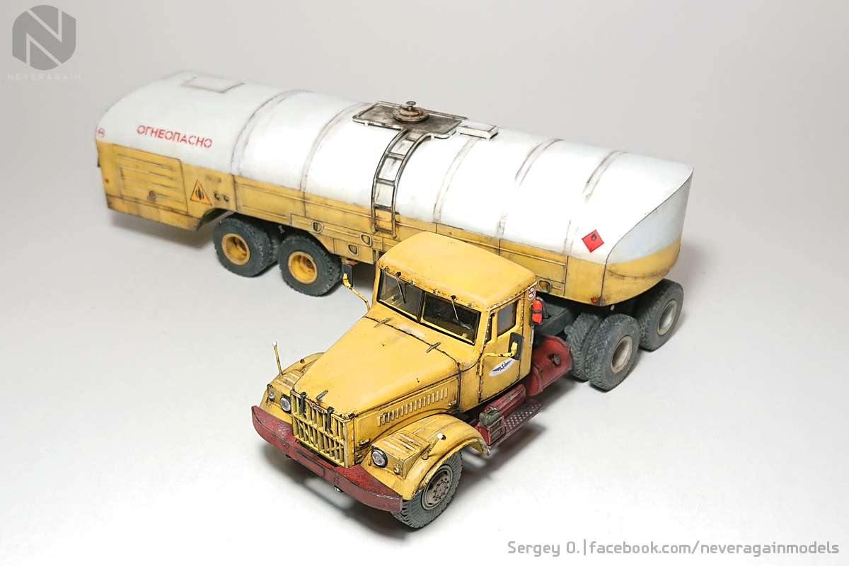 Kraz, who carries kerosene to everyone - My, Stand modeling, Scale model, , Refueller, 1:43, Longpost, Kraz