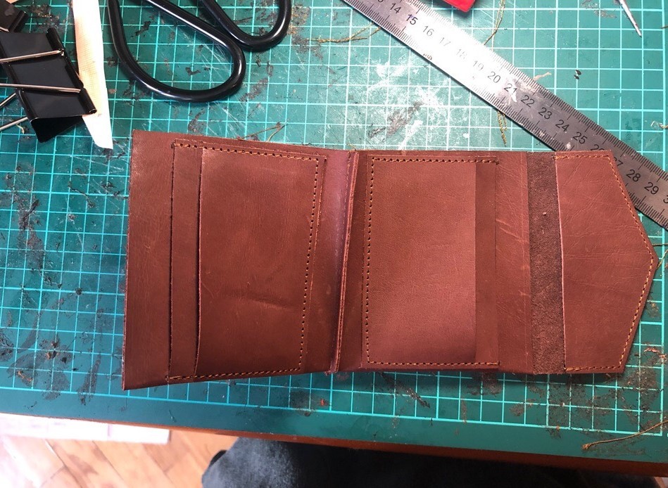 Simple leather wallet - My, Leather wallet, Wallet, Leather products, Wallet, Natural leather, Longpost