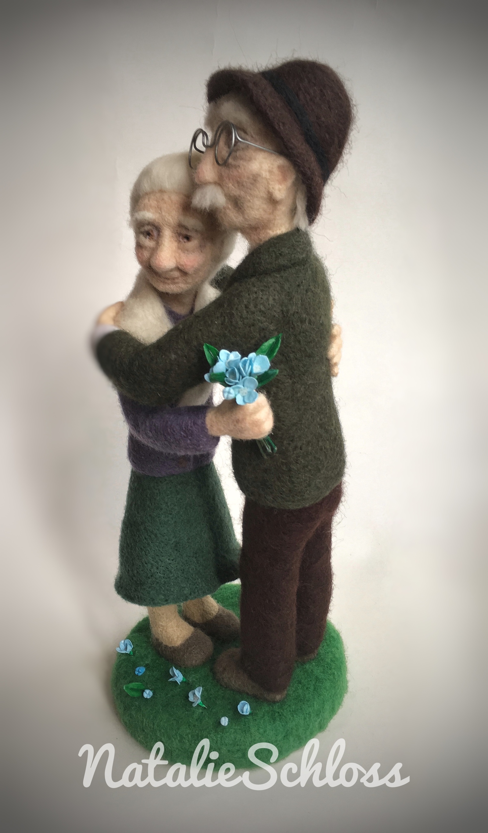 Grandma is next to Grandpa. - My, Grandmother, Grandfather, Dry felting, Old age, Love, Needlework without process, Longpost