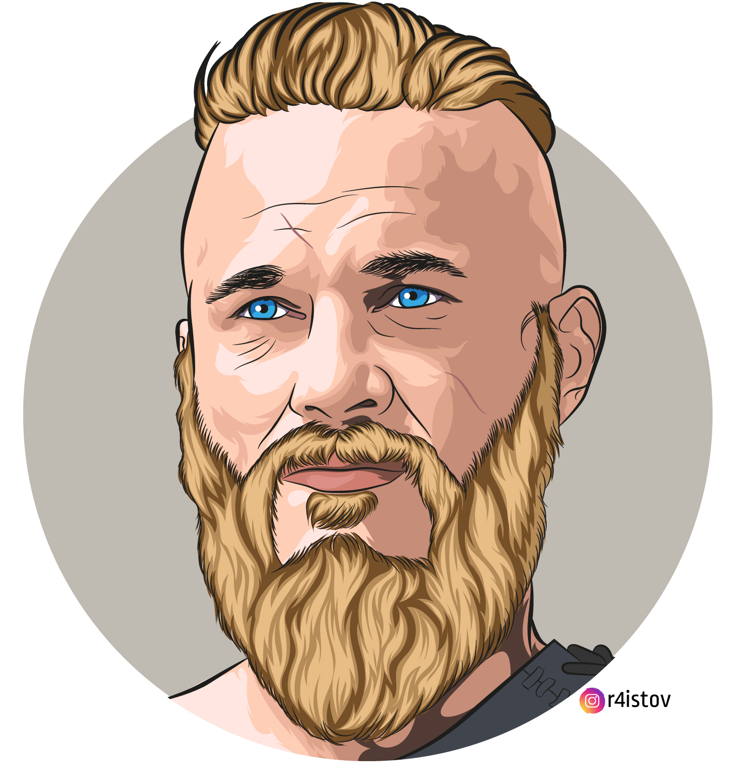 Vector clip art - My, Vector graphics, Викинги, Portrait, Art, Beard, Longpost